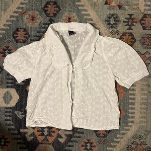 Floral cropped collard button down